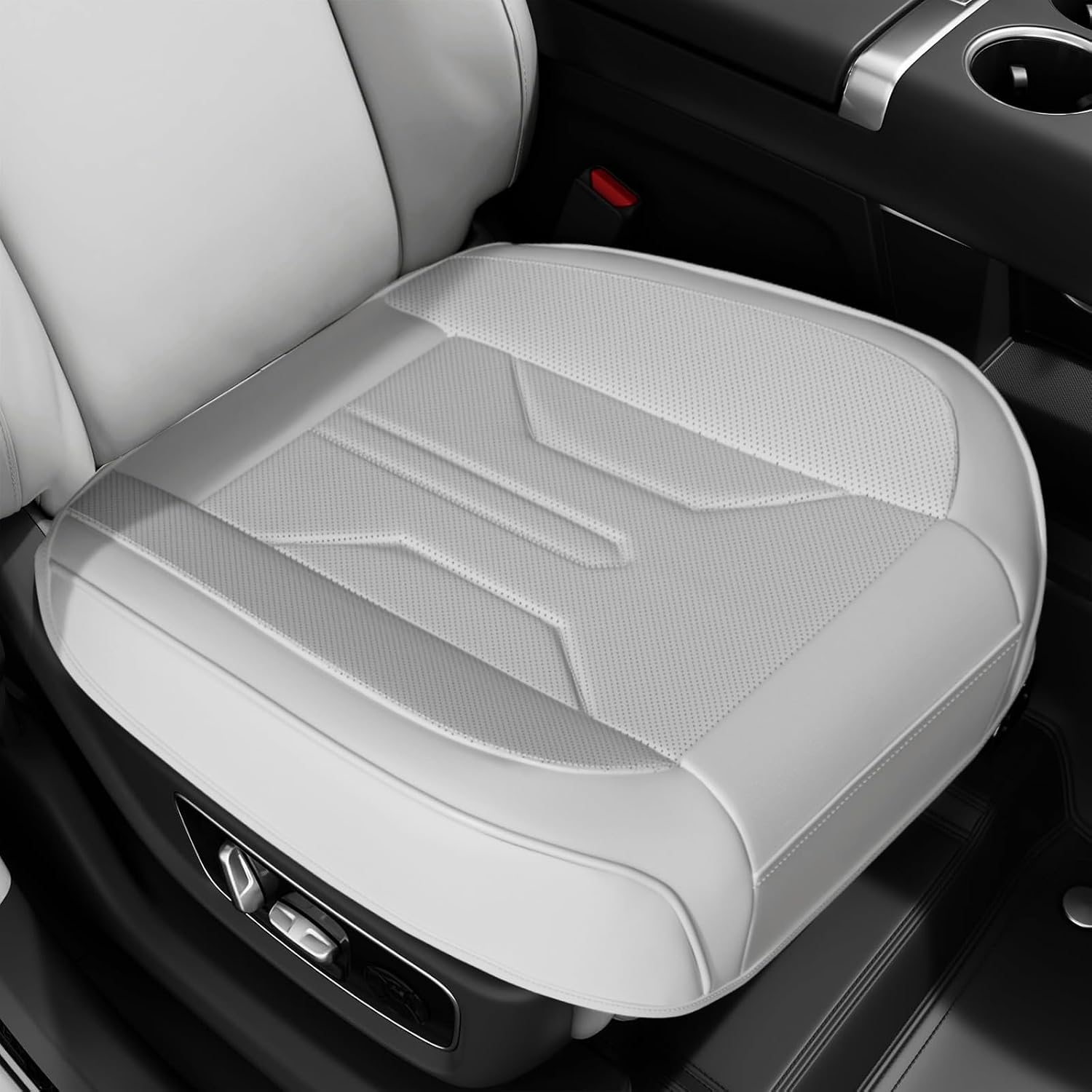 Leather Front Seat Cover with Storage Pocket and Water-Resistant Finish