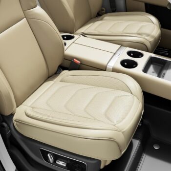 PU Leather Front Seat Cushion with Storage Pocket and Anti-Slip Base