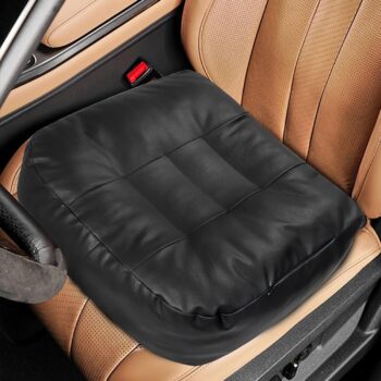 Extra Thick Faux Leather Seat Cushion with Ventilation and Carry Handle