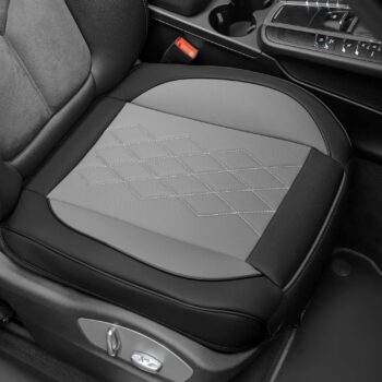 Leather Front Seat Cushion Cover with Cushioned Padding and Anti-Slip Base