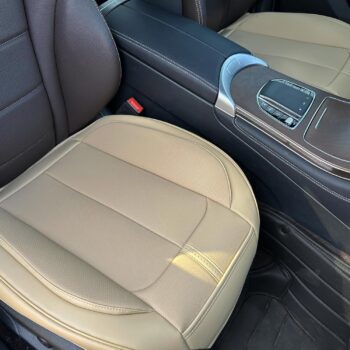 Padded Leather Front Seat Cover with Built-In Storage Pocket